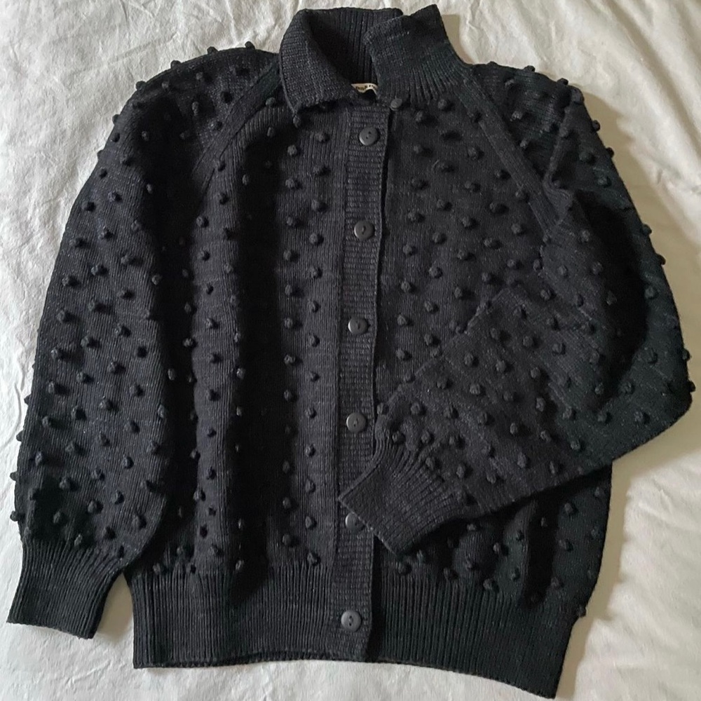 Misha and Puff popcorn polo cardigan in carbon size large